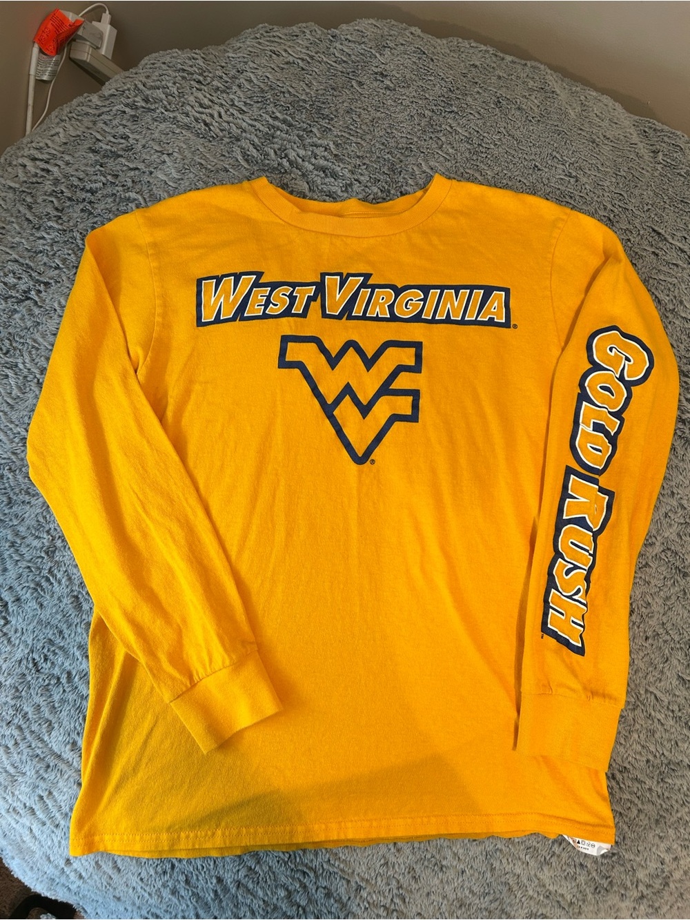 Majestic West Virginia Gold Long-Sleeve Tee with Sleeve Graphic